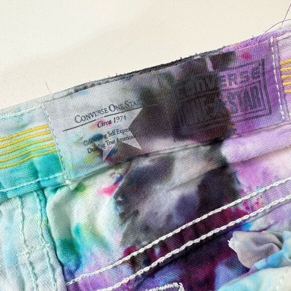 Converse One Star Jeans Womens 10 White Tie Dye Mid-Rise Wide-Leg Retro 90s Y2k - Picture 5 of 9